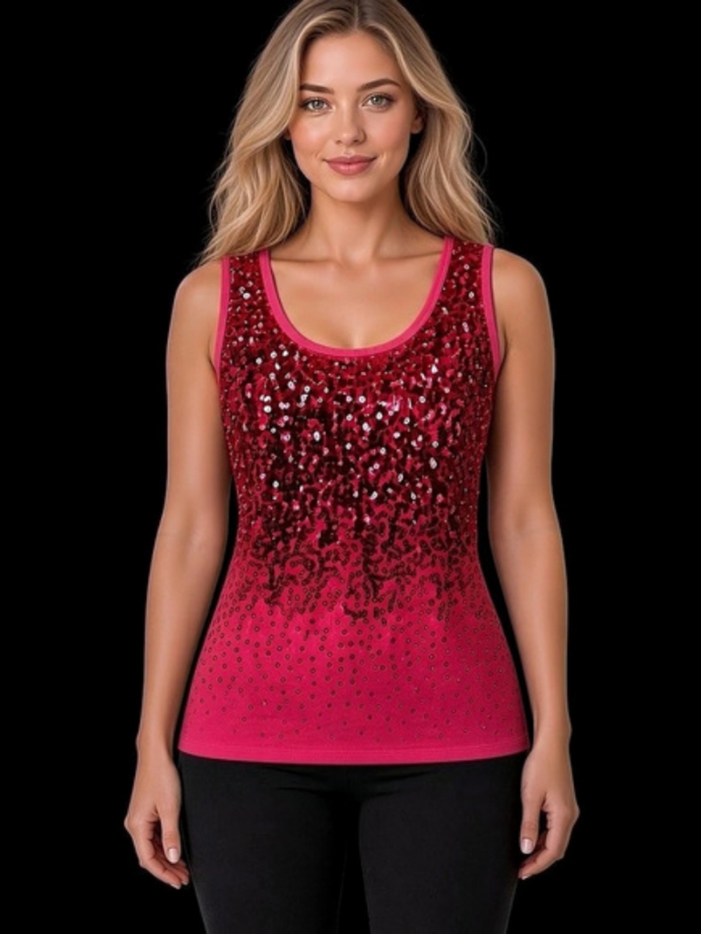 Sequin Tank Top in Pink Like New XL